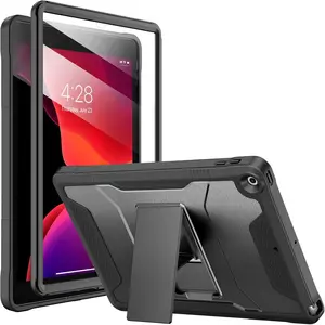 Case for iPad 9th/8th/7th Generation 10.2-Inch (2021/2020/2019 Release), with Built-in Screen Protector and Kickstand, Rugged Full Body Protective Cover for Apple iPad 10.2 Inch - Black