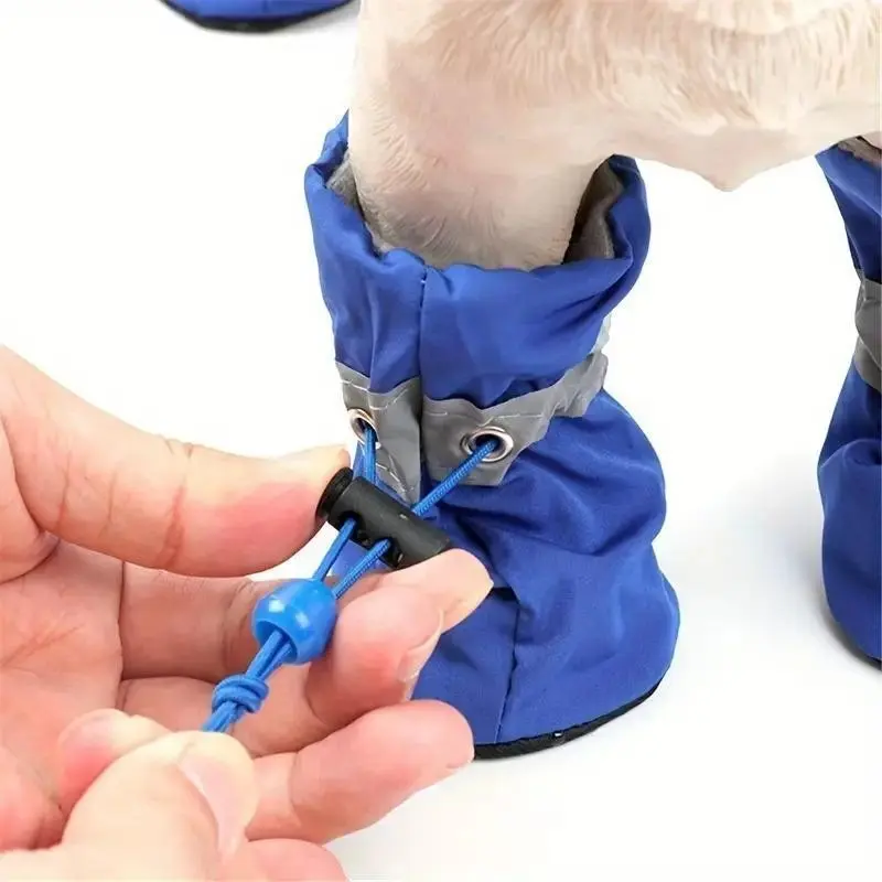 4 Pcs Small Dog Waterproof Shoes, Paw Protectors, Paw Protector Booties, Protect Pet Paws, Keep Dry, Ideal for Outdoor Activities, Durable & Comfortable Design