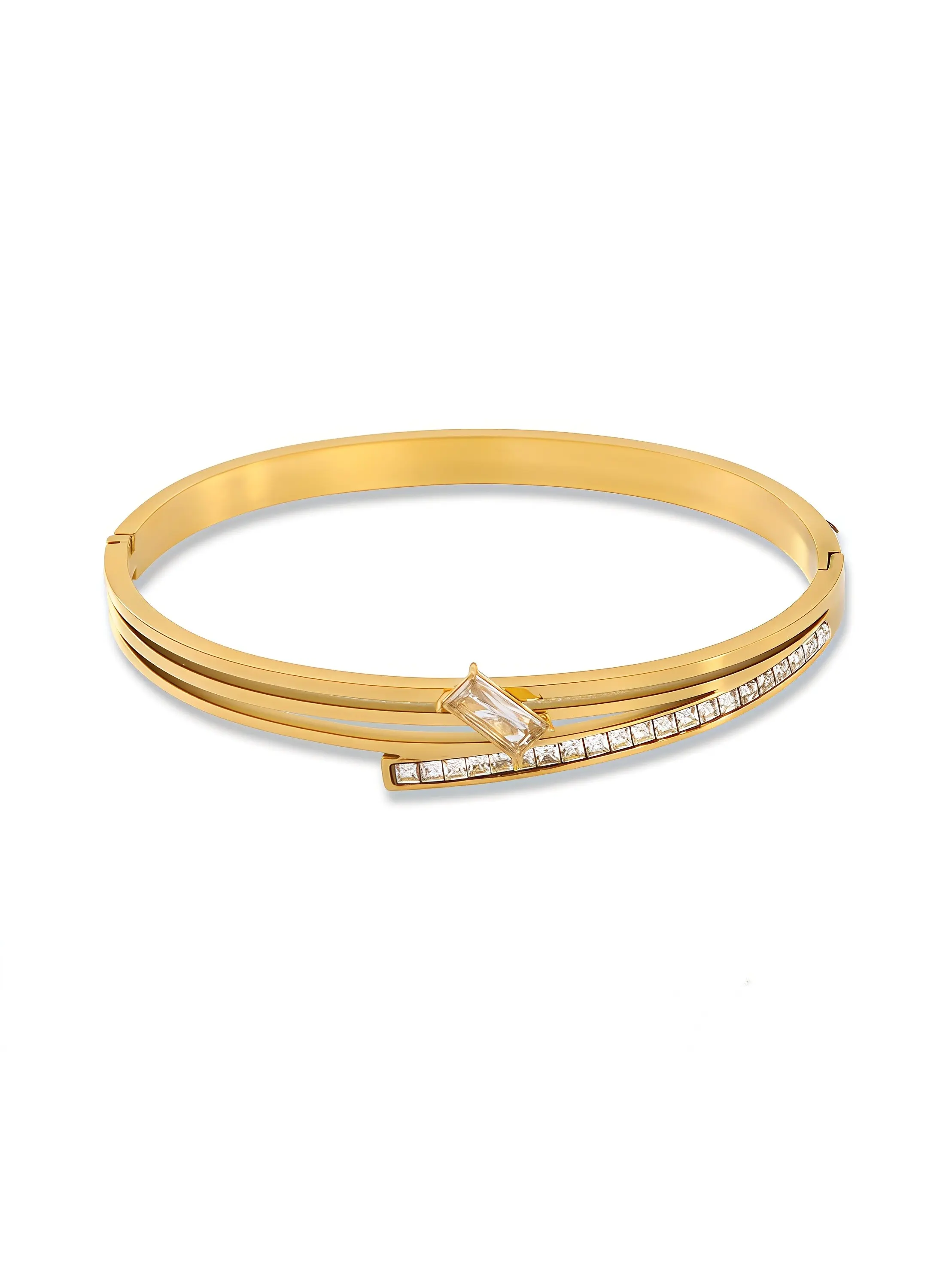 Elegant 18k Gold Plated Titanium Bangle, Hypoallergenic Multi-Layer Zircon Bracelet, Jewelry Bracelet, Perfect for All Occasions, Women's Fashion Accessory