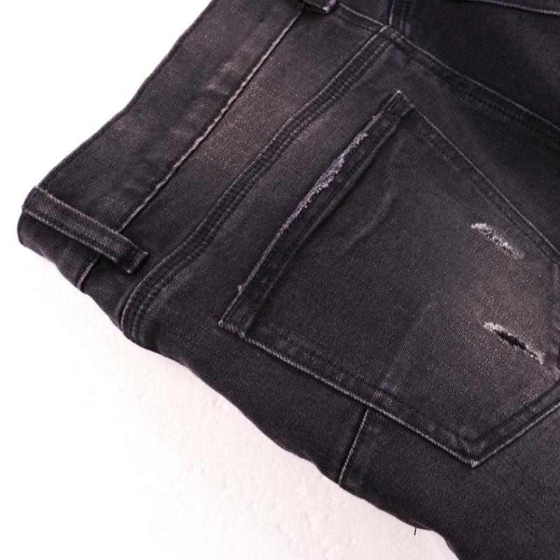 Men's Jeans High Street Black Ripped Old Foot Pants Casual Cotton Denim Fabric graduation  outfits rip frayed jean