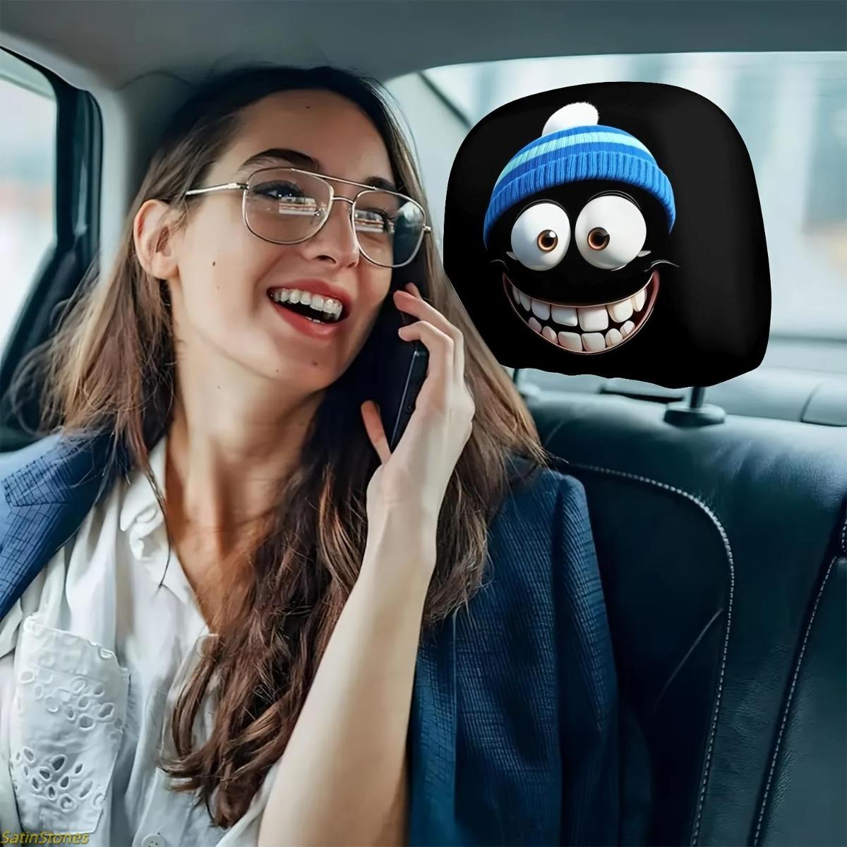 2 Pack Cartoon Character Car Headrest Covers, Universal Fit for Cars and Trucks, Designed for Holidays, Seat Protector Covers, Car Seat Decoration