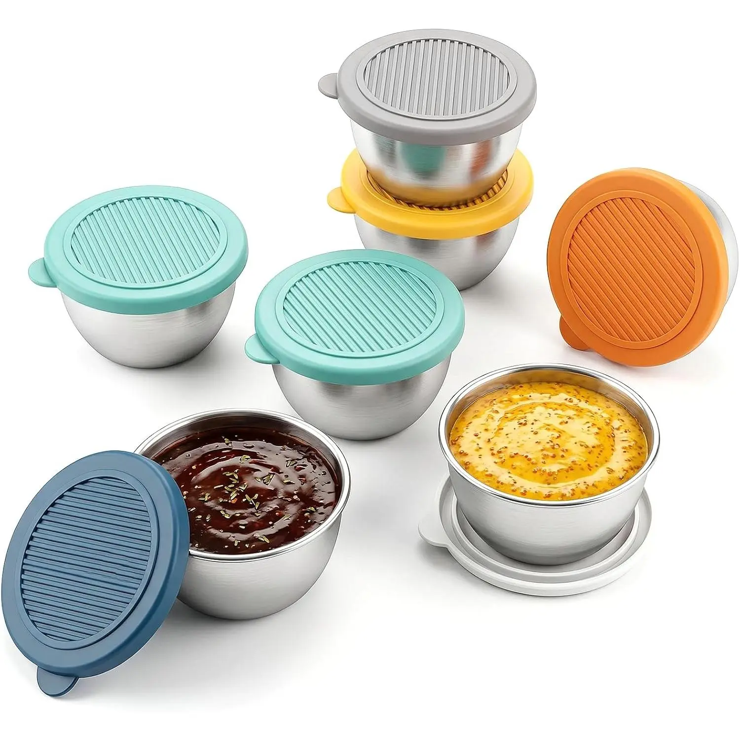 7 Pack Salad Dressing Container to Go, Leakproof Salad Dressing Container with ,  Sauce Containers for Lunch Box, Small Condiment Containers with