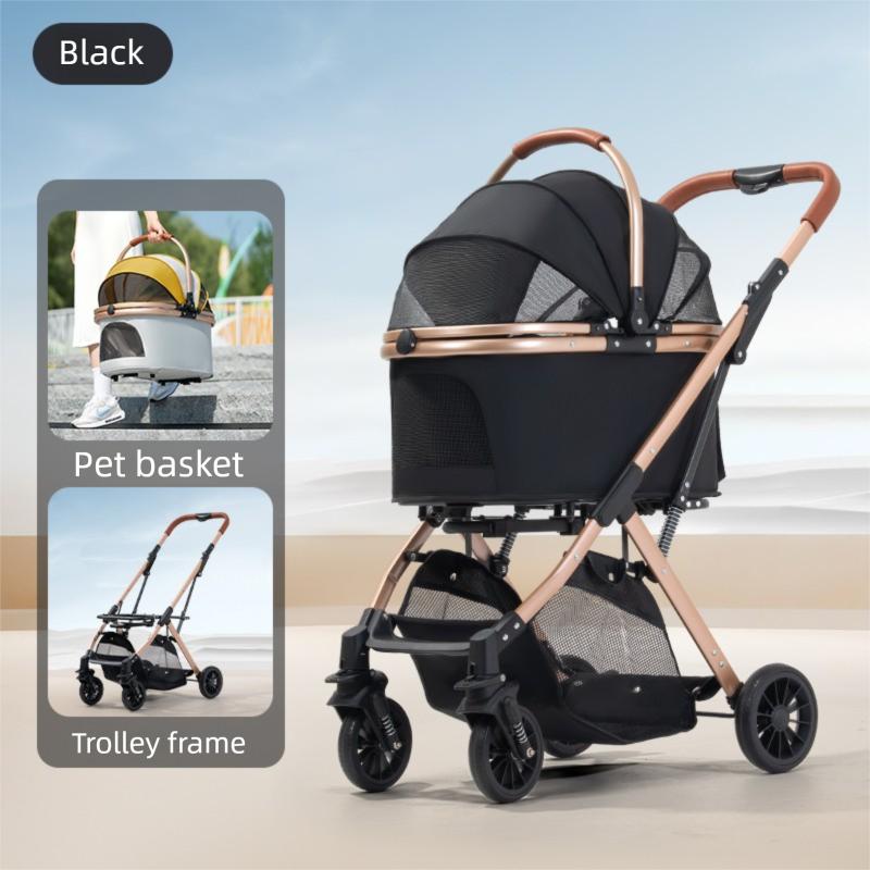 Pawzseek 3 in 1 Folding Pet Dog Stroller with Detachable Carrier Multifunctional Jogger Stroller for Small Medium Dogs Cats W Rear Brake Storage Basket Luxury Oversized Pet Stroller Multi-directional Ventilation Breathable Odor-free Design Foldable