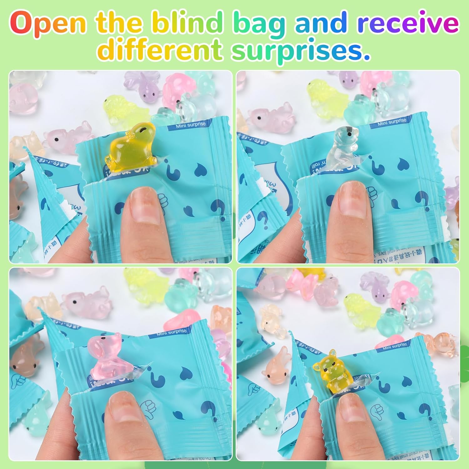 (100PCS) Mini Glow in The Dark Animal Resin Models, Mystery Resin Animals Blind Bag for Birthday Party Gift, DIY Crafts, Ornaments, Random Design