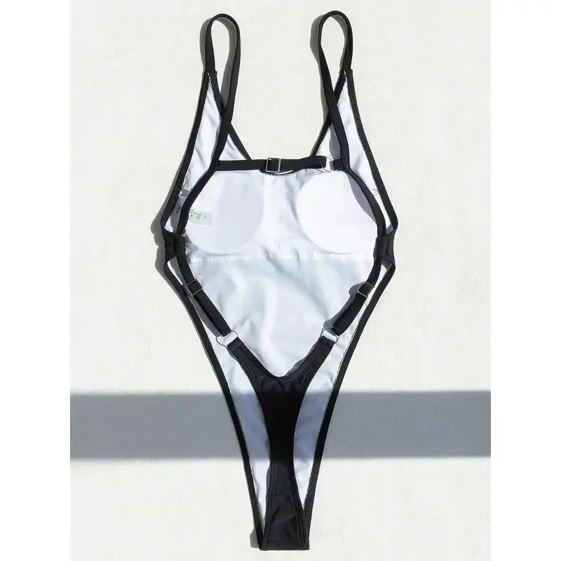 swim bottom bikini set Sexy Backless Extreme G String Mini Micro Thong Women Swimwear One Piece Swimsuit Female Monokini High Leg Cut Bathing Suit Swim Assorted Color Contrast Lace Panties..