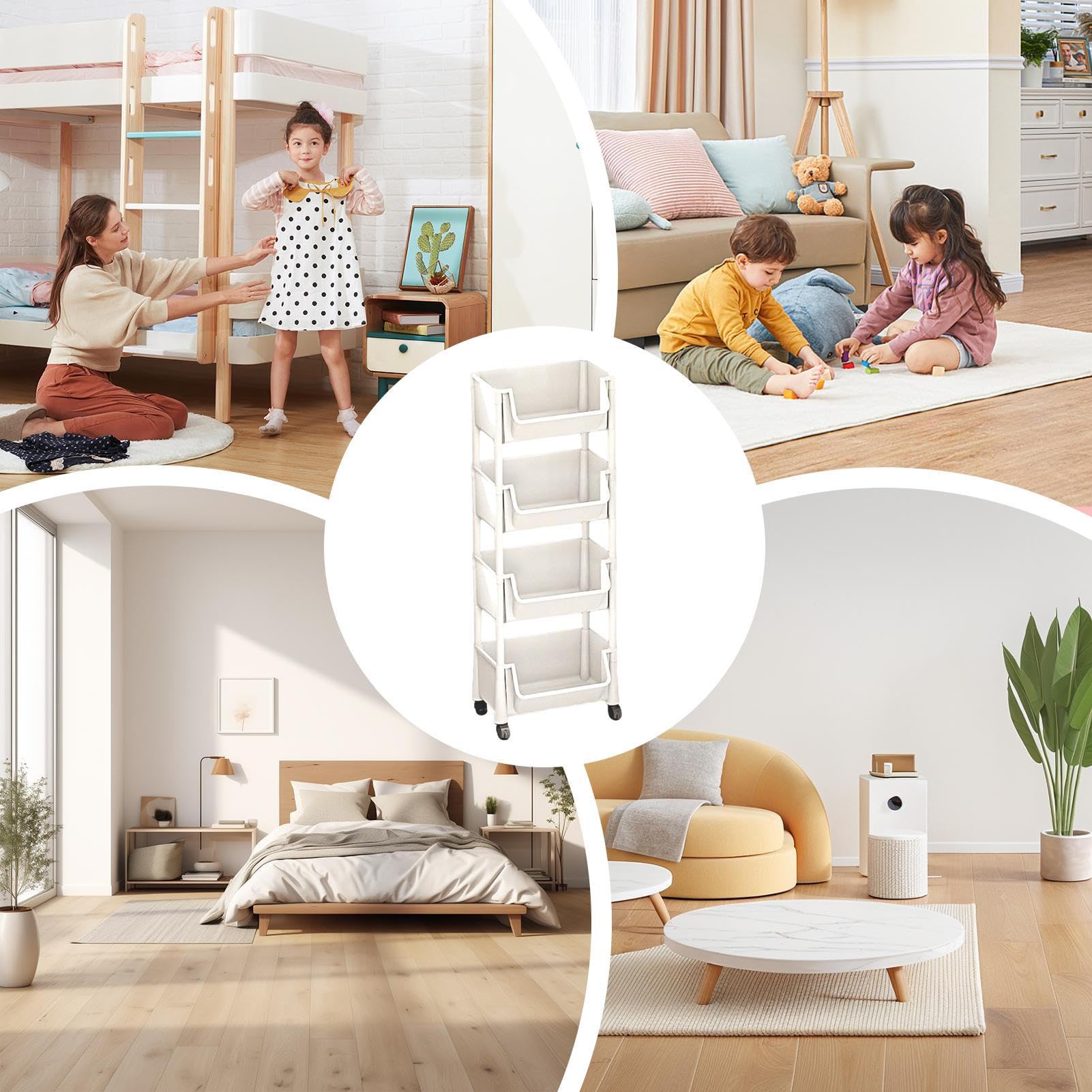 Multifunctional Multi-Layer Plastic Storage Cartwith Wheels, Layered Shelf Organizer for BedroomKitchen Bathroom Living Room, AdjustableStanding Shelf Suction Cup Sponge Holder for Kitchen Sink  semiannual  sale 2025 easy install kit glove clip cas oz sce