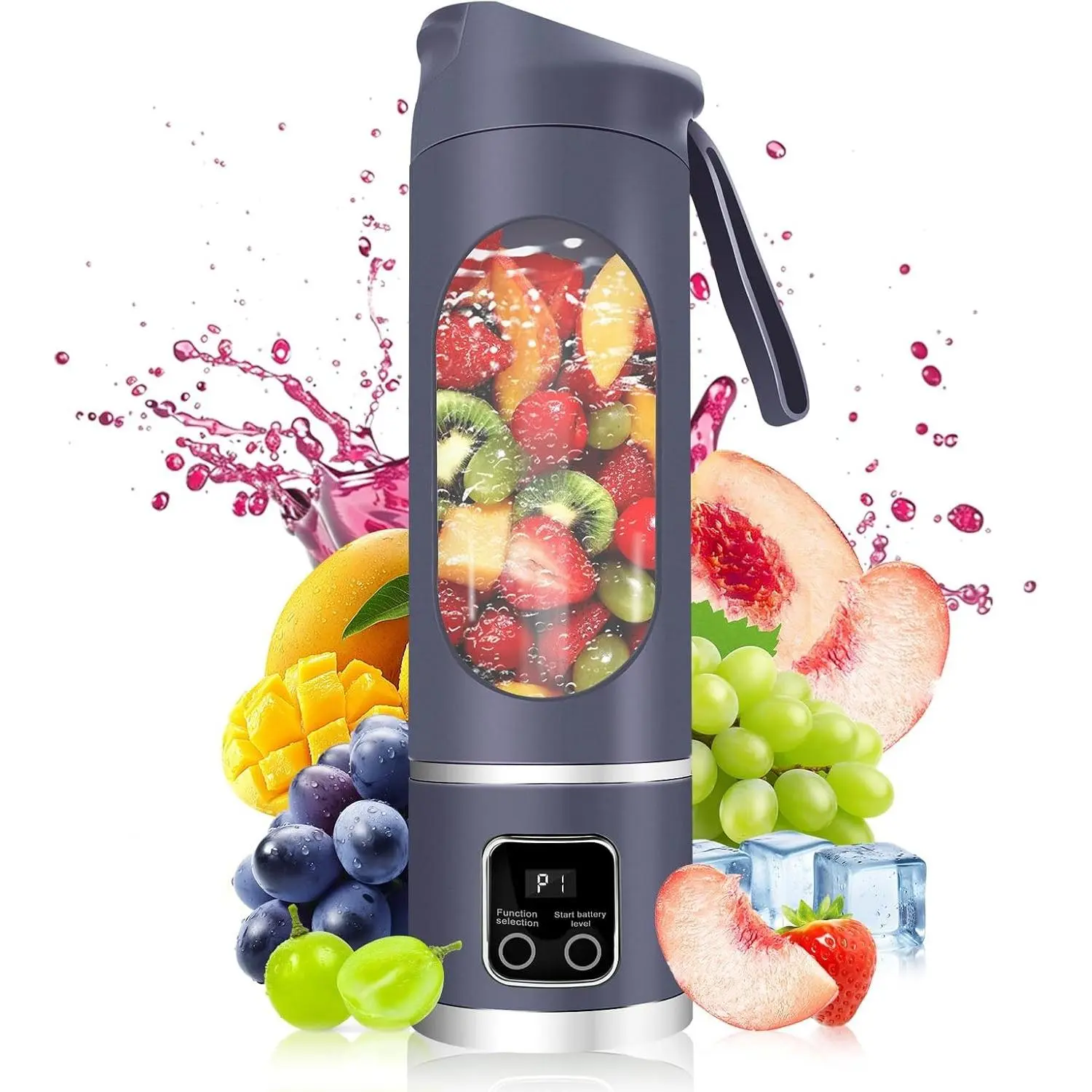 Portable Blender 500ml USB Personal for Shakes Smoothies | BPA-free PCTG, 304SS blades, 50W, ice crush, USB-C, 500ml, lightweight, home office gym travel(Purple)Gift.