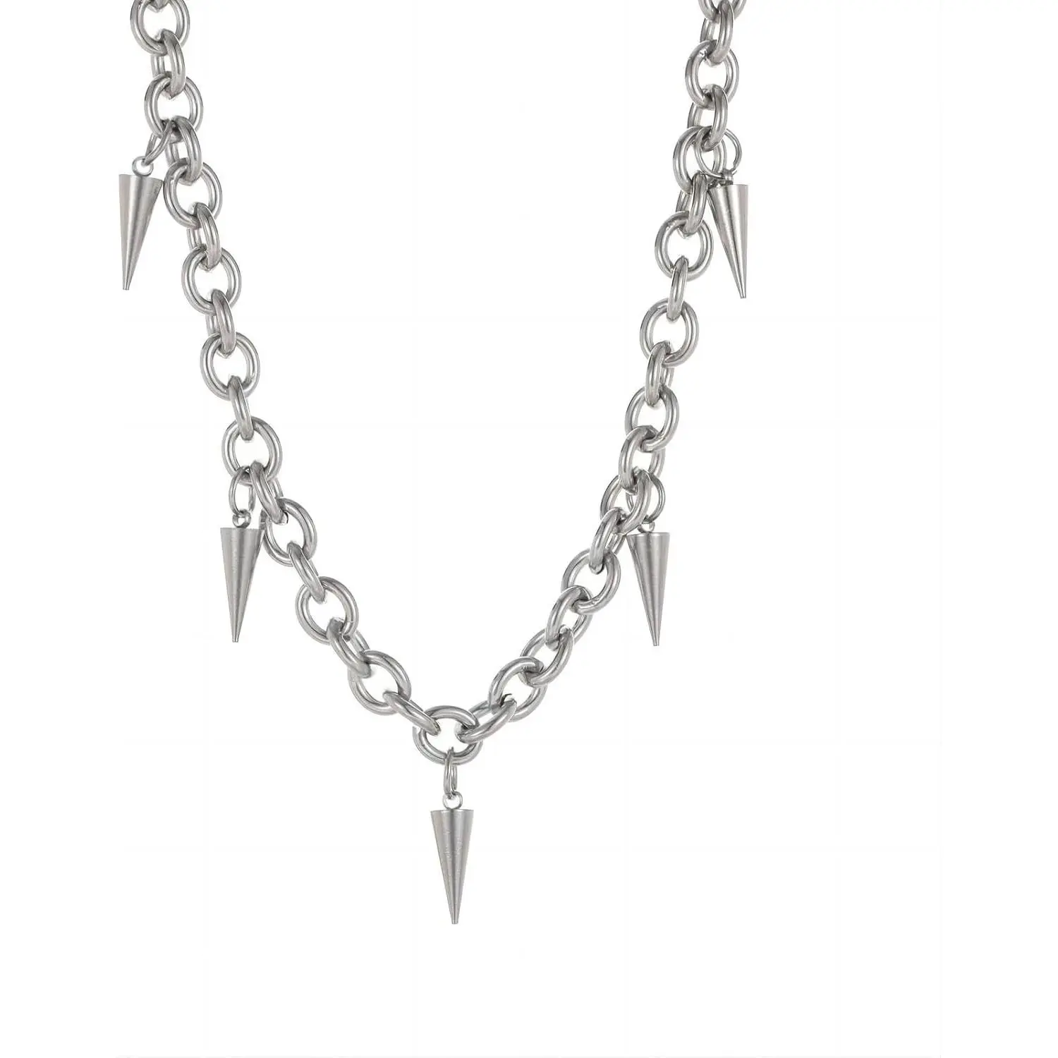 Tapered Rivet Stainless Steel Necklace for Men, Punk Style,40+5cm
