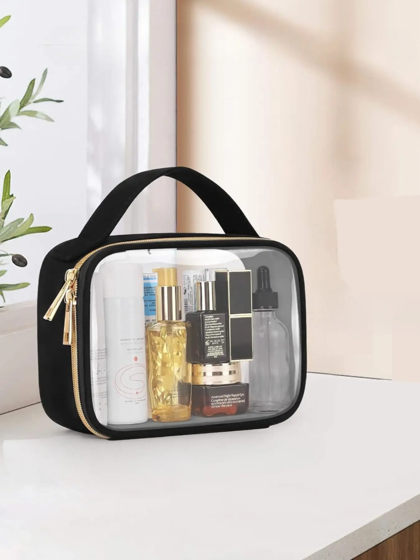 Transparent lipstick storage portable toiletry bag, niche large capacity skincare product storage box, Cosmetic Pouch, Cosmetics Bag