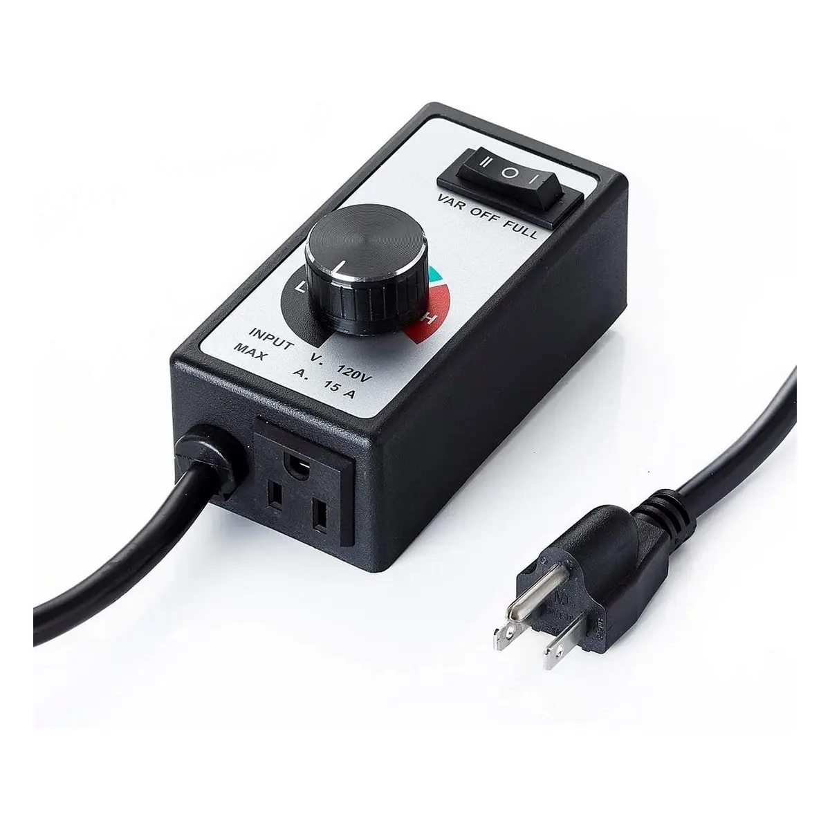120V 15A/1500W Brushed AC Motor Speed Controller - ABS Plastic, Stepless Control Variable Dial, Fuse Protection, 6 Ft Cord for Inline Fans, Exhaust Fan, Grow Room