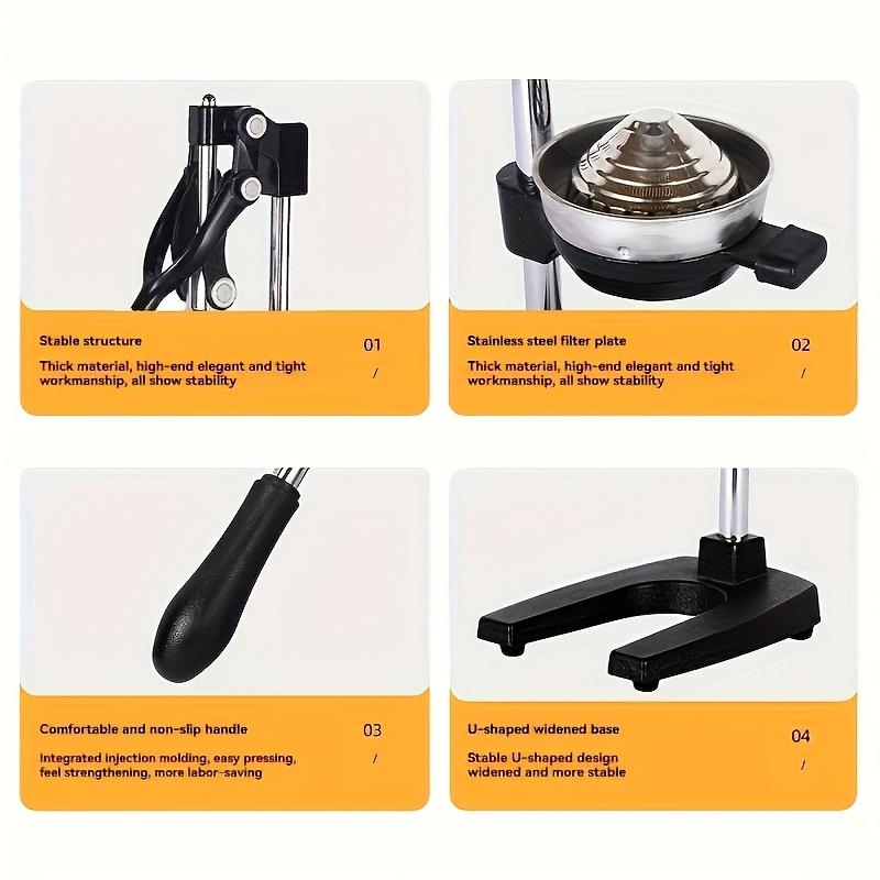 Manual Stainless Steel Juicer, 90% Juice Extraction, Gravity-Driven Hand Juicer for Oranges, Lemons, Grapefruits, Easy to Use, No Electricity Needed, Quick Juicing, Durable, Easy to Clean, Ideal for Home, Restaurant, and Breakfast Shop, Fresh Juice