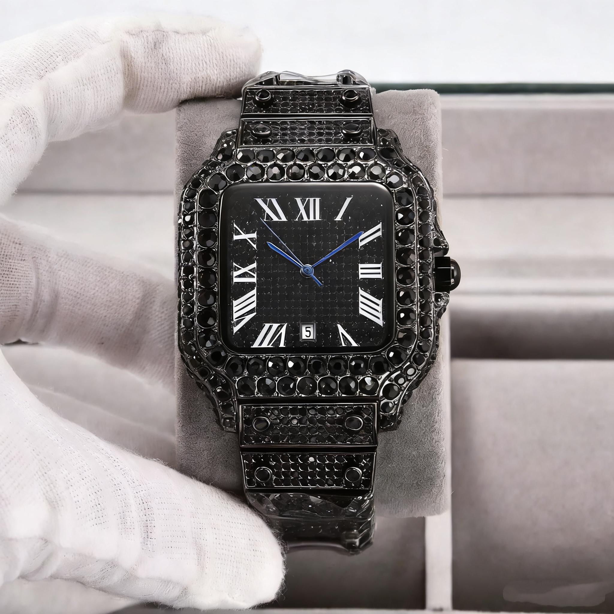 Luxury Diamond Square Men's Watch Classic Quartz Fashion Party Business Watch High-End Elegant Light Luxury Gift