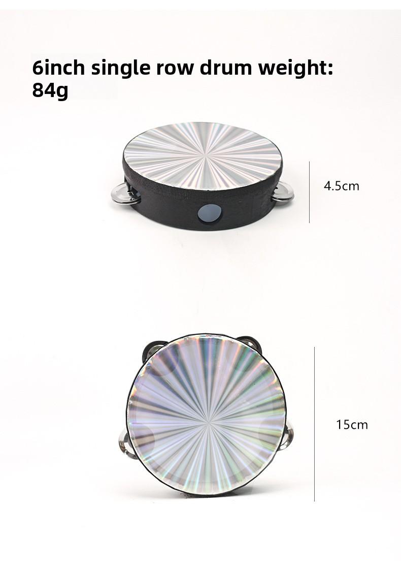Percussion Instrument 8inch 10inch Laser Double Row Hand Tambourine Kindergarten Early Education Hand Drum Children's Dance Hand Drum