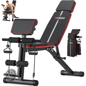 Adjustable Weight Bench with Leg Extension and Preacher Pad- Foldable Workout Bench Press for Home Gym, Banco Para Hacer Ejercicio Incline Decline Sit up Workout Equment