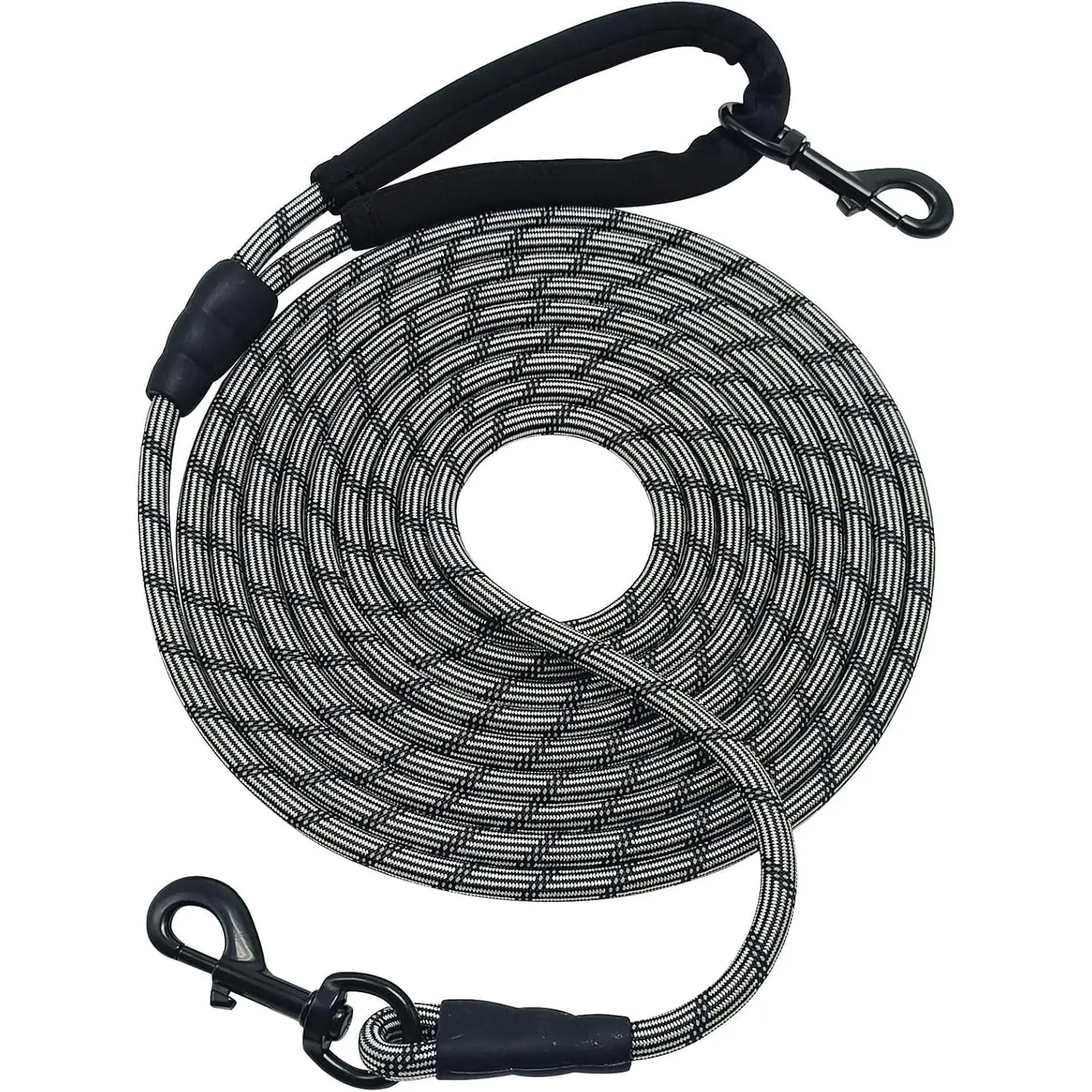 10/15/20/30/50FT Long Dog Leash Training Lead with Soft Handle, 3/8 Inch Thick Reflective Rope for Medium Large Dogs, Recall Training, Outdoor Play & Camping (50ft, Black)