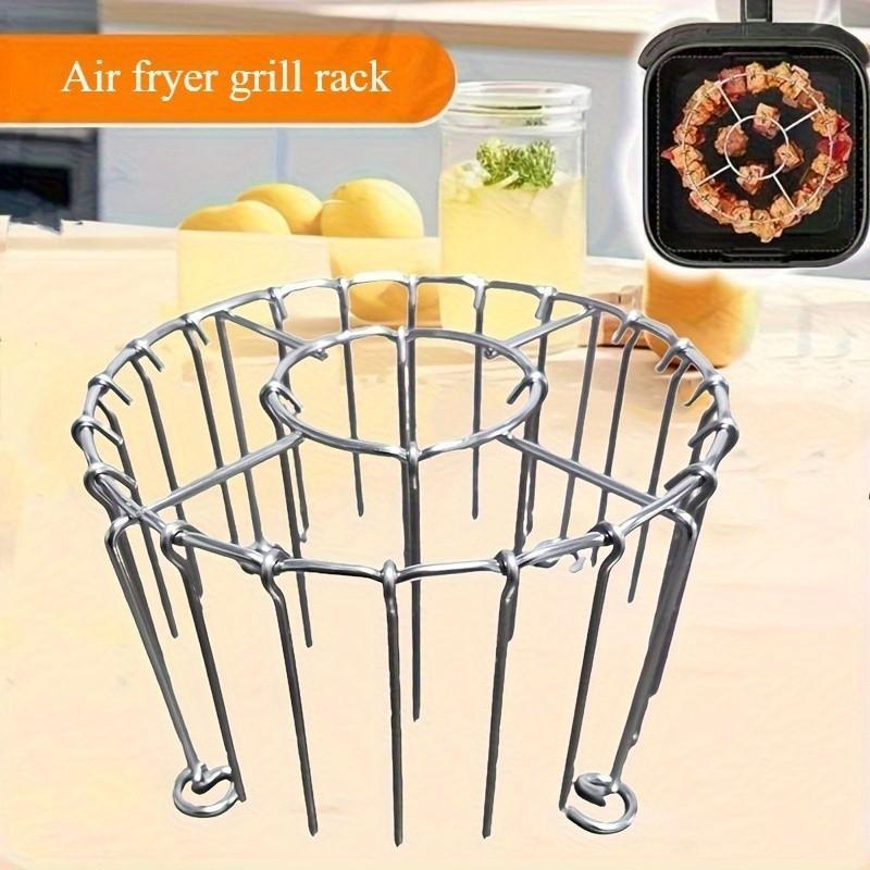 Stainless Steel Vertical Grill Rack + Skewers Set, Multi-Layer Grilling, Even Heating No Flipping Needed, Easy Clean Kitchen & Outdoor BBQ Essential