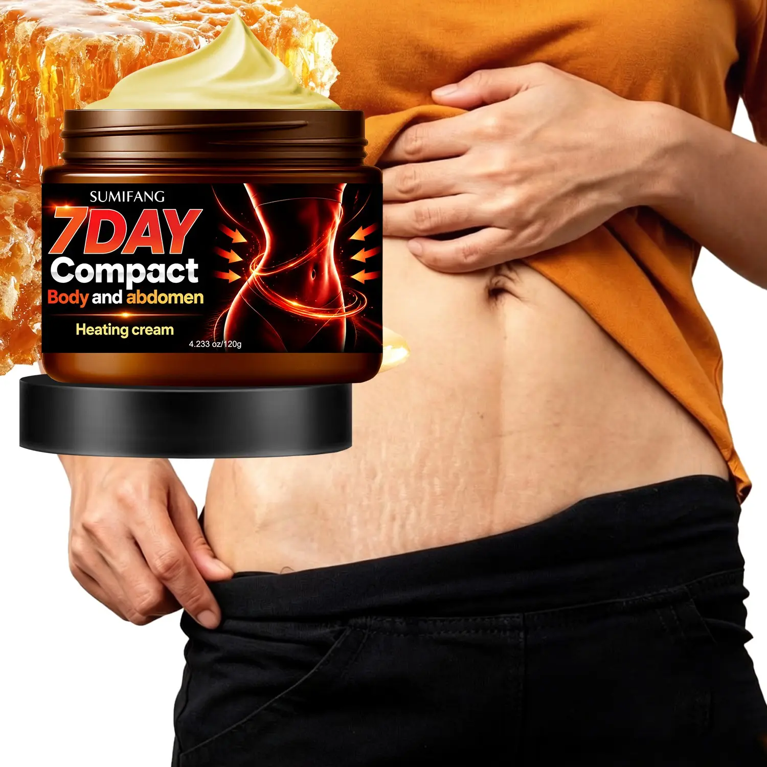 SUMIFANG 7-Day Abdominal Firming & Warming Cream (120g), Firming Belly Cream, a firming and lifting blend of bee venom, retinol, and collagen, provides deep hydration while firming the skin, ideal for office workers with sedentary lifestyles