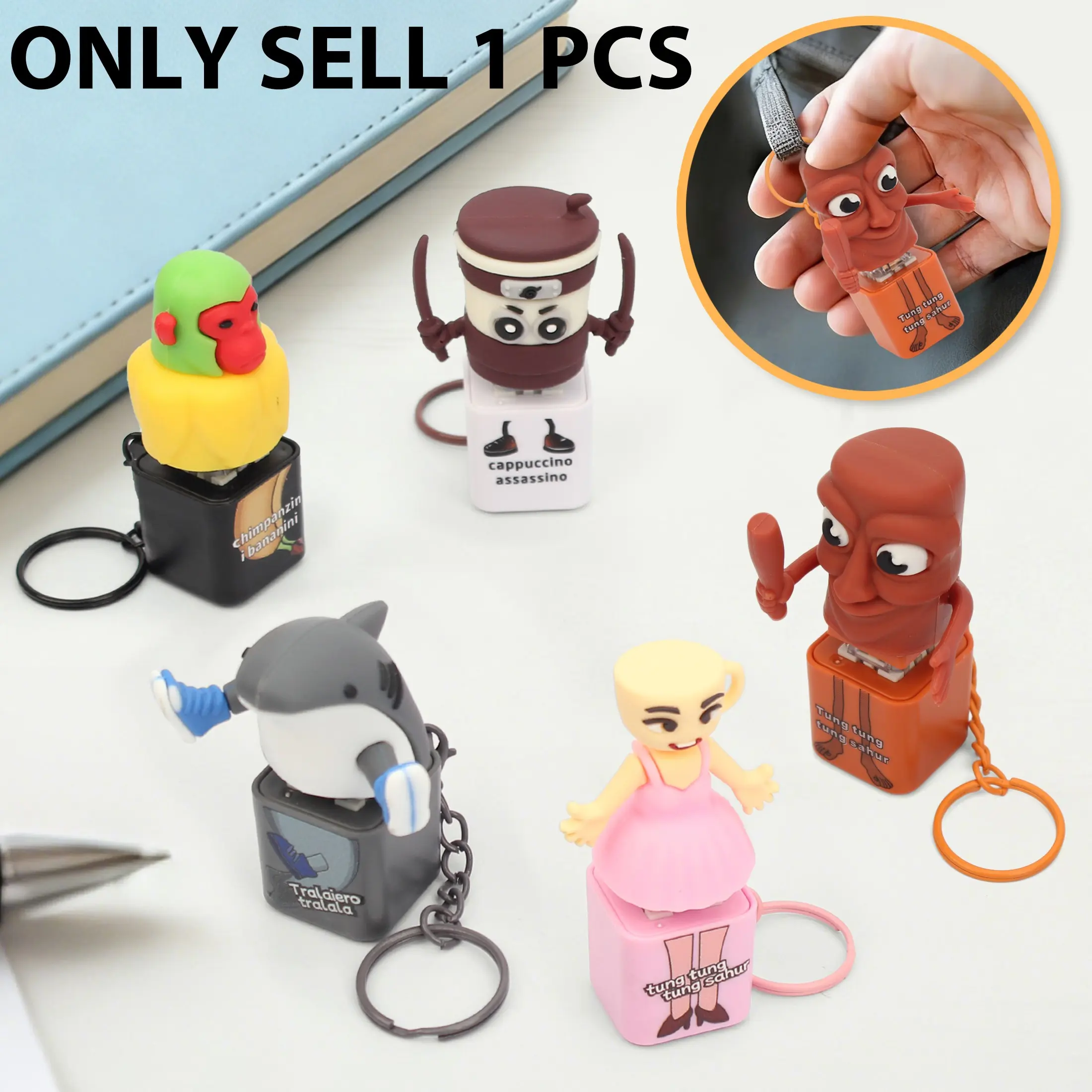 Mountain Sea Classic Stress Relief Mini Keychain Toy, Sensory Fidget Keychain, Light & Sound Sensory Entertainment, Ideal Gift for Kids Adults Anxiety Reduction, Keyrings for Keys