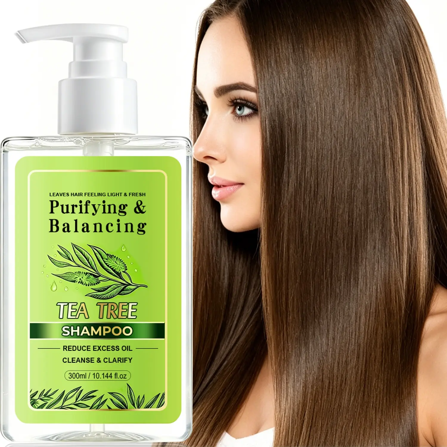 300ml Tea Tree Purifying Shampoo with Lavender Oil, Argan Oil - Deep Cleansing, Oil Control, Refreshing Scalp, Fluffy Hair Roots - For Oily & Uncomfortable Scalp, Daily Refreshing Care