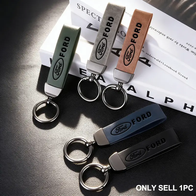 Car Badge Leather Keychain Auto Emblem Keyring Pendant Accessories Car Key Chains Keyrings For Keys, Keychain Accessory For Ford Mustang Focus Ranger Explorer Fiesta Expedition Mondeo Escape Fusion F150