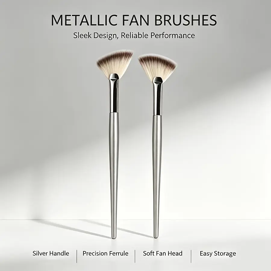 2-Piece Nose Contour Brush Set, Angled Small Fan Brushes for Highlighting, Blending, and Concealing, Makeup Brushes for Precision Application, Face Makeup Brushes