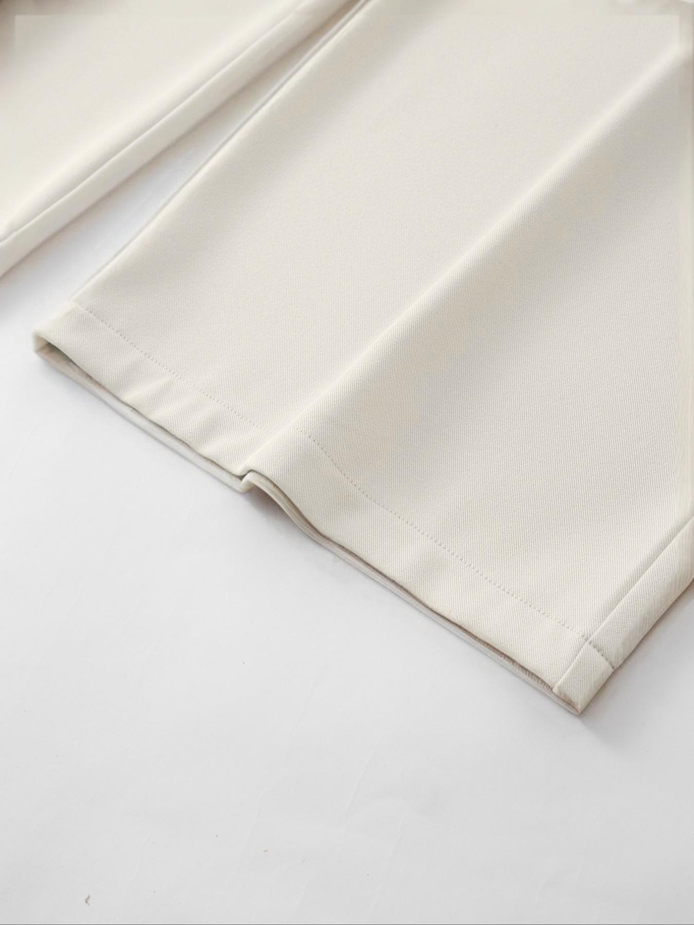 Women's Solid Pocket Straight Leg Pants, Elegant Fashion Casual Street Trousers for Work Office Business, Ladies Bottoms for All Seasons