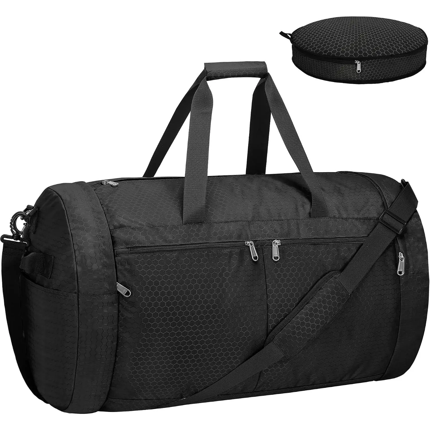80L/120L Large Duffle Bag for Travel, Collapsible Big Duffel Bags for Traveling with Shoe Compartment for Men Women (Black, Large, 80L)