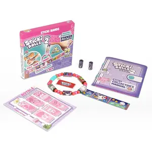 STICKI Rolls Sticki Bands - The Original Wearable Shareable Sticker Bracelet | Includes 70 Mini Stickers | 2 Mystery Reveal Sticki Rolls | Over 1000 Sticker Designs to Collect! (Series 2 - Red)