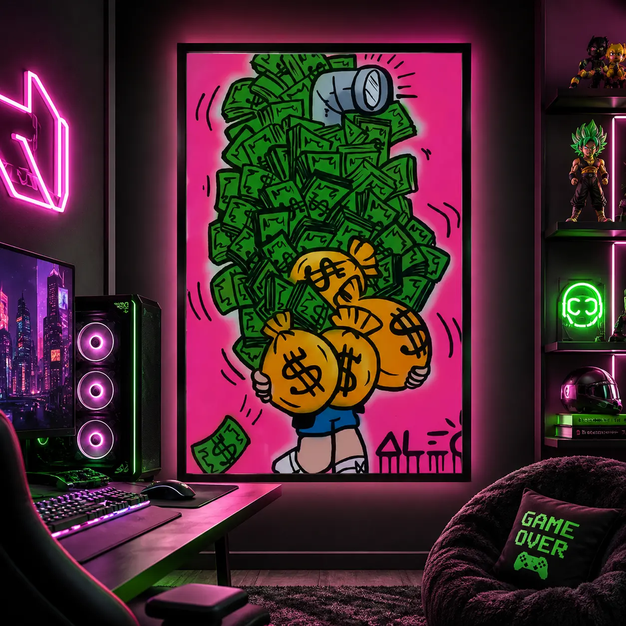 Alec-Monopolys Richie Money Scope Poster Decorative Painting Canvas Wall Art Living Room Posters Bedroom Painting, Framed Canvas, Money Wall Art, Street Pop Art, Hypebeast Room Art, Wall Decor for Men, Office Wall Art, Gift Idea, Modern Urban Art