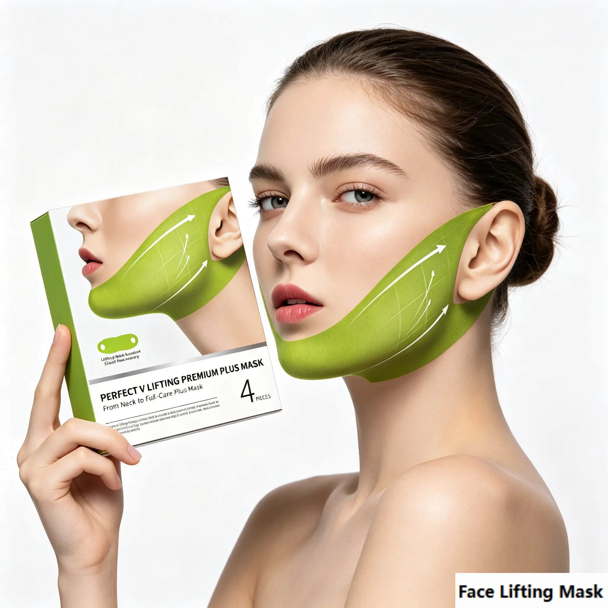 At Home Facial Contouring Mask, Cactus Collagen V Bandage, Lift Chin, Firm Droopy Cheek, Skin Care, Nylon Fabric & Hydrogel