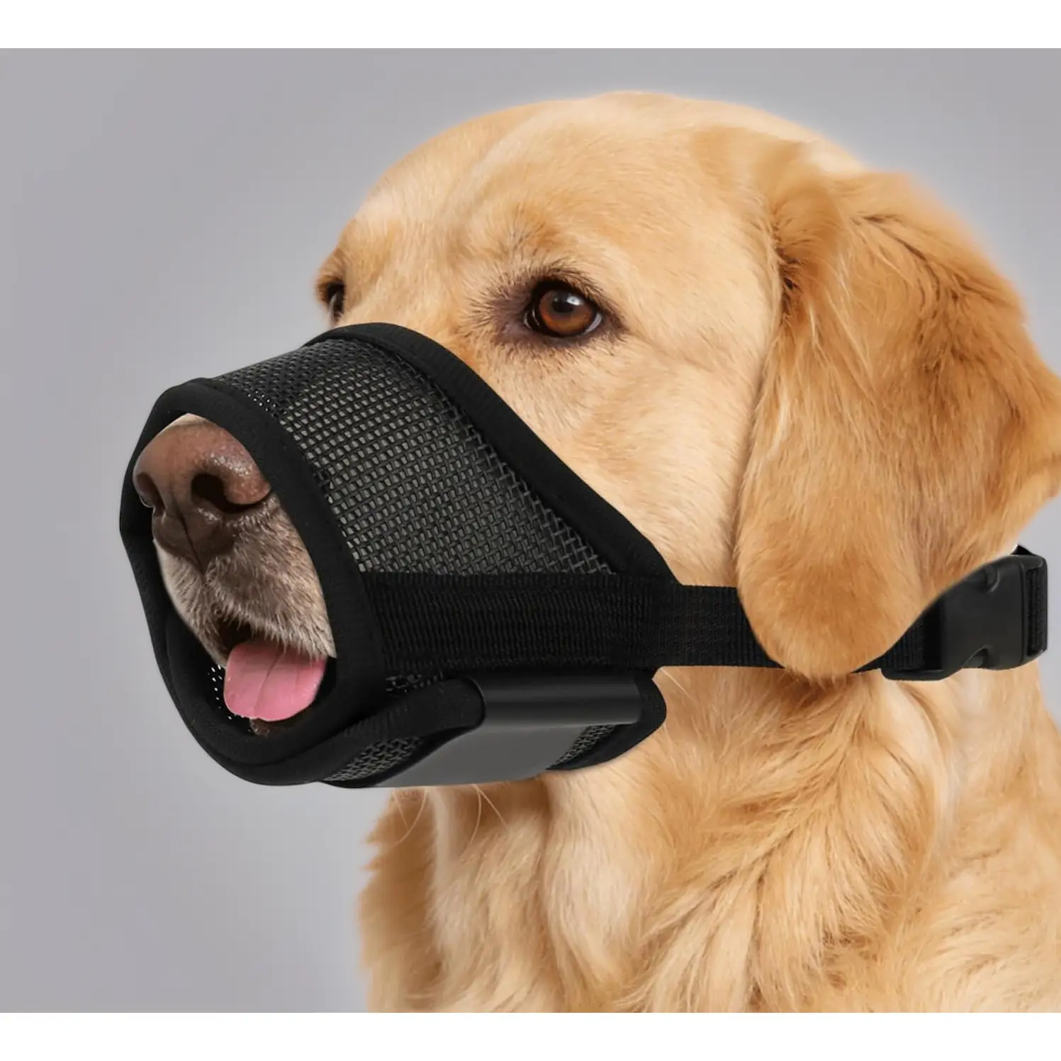 Extra Large Breathable Mesh Dog Muzzle for XL Large Shepherd Dogs, 3D Air Basket Design, Escape-Proof Snout Strap, Prevents Scavenging Biting & Chewing, Snout Protection, Black