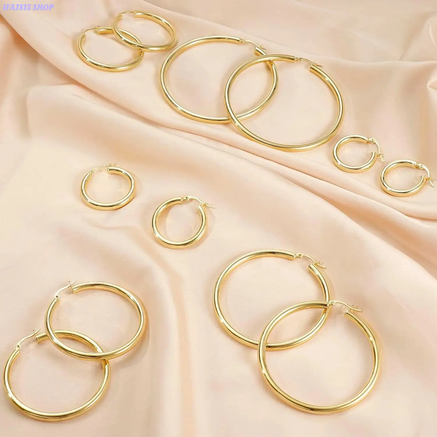 Gold Hoop Earrings for Women, 925 Sterling Silver Hollow Tube Hoop Earrings with Lightweight Hypoallergenic Design, Thick Large Round Hoops Jewelry, Classic Minimalist Earrings for Daily Wear, Office, Party, Travel and Gift Giving