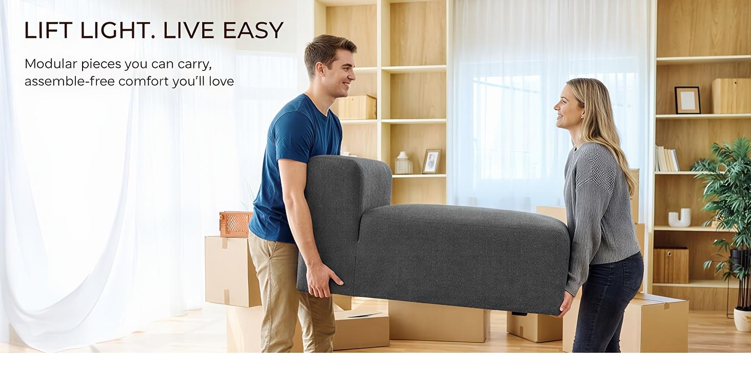 [1/2 Packages]Cloud Sofa: Freely Combinable Modular L-shaped Sofa with No-frame Compression Design. Includes Ottoman. Made of Skin-friendly Chenille Fabric. Features Armrests and Can Be Converted into a Sofa Bed. No Assembly Required