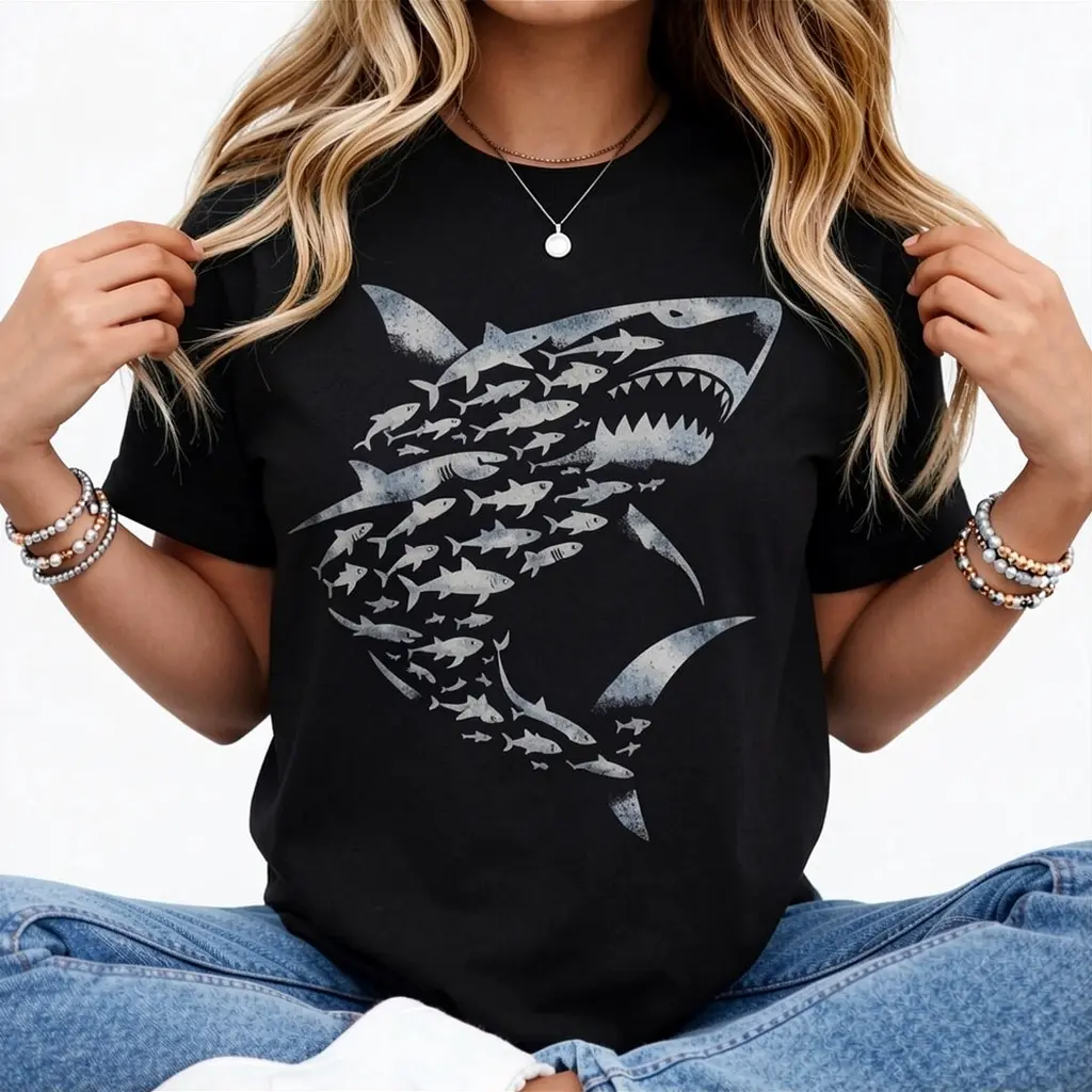 100% Cotton Shark Lover Marine Biology Animal Science Sharks T-Shirt