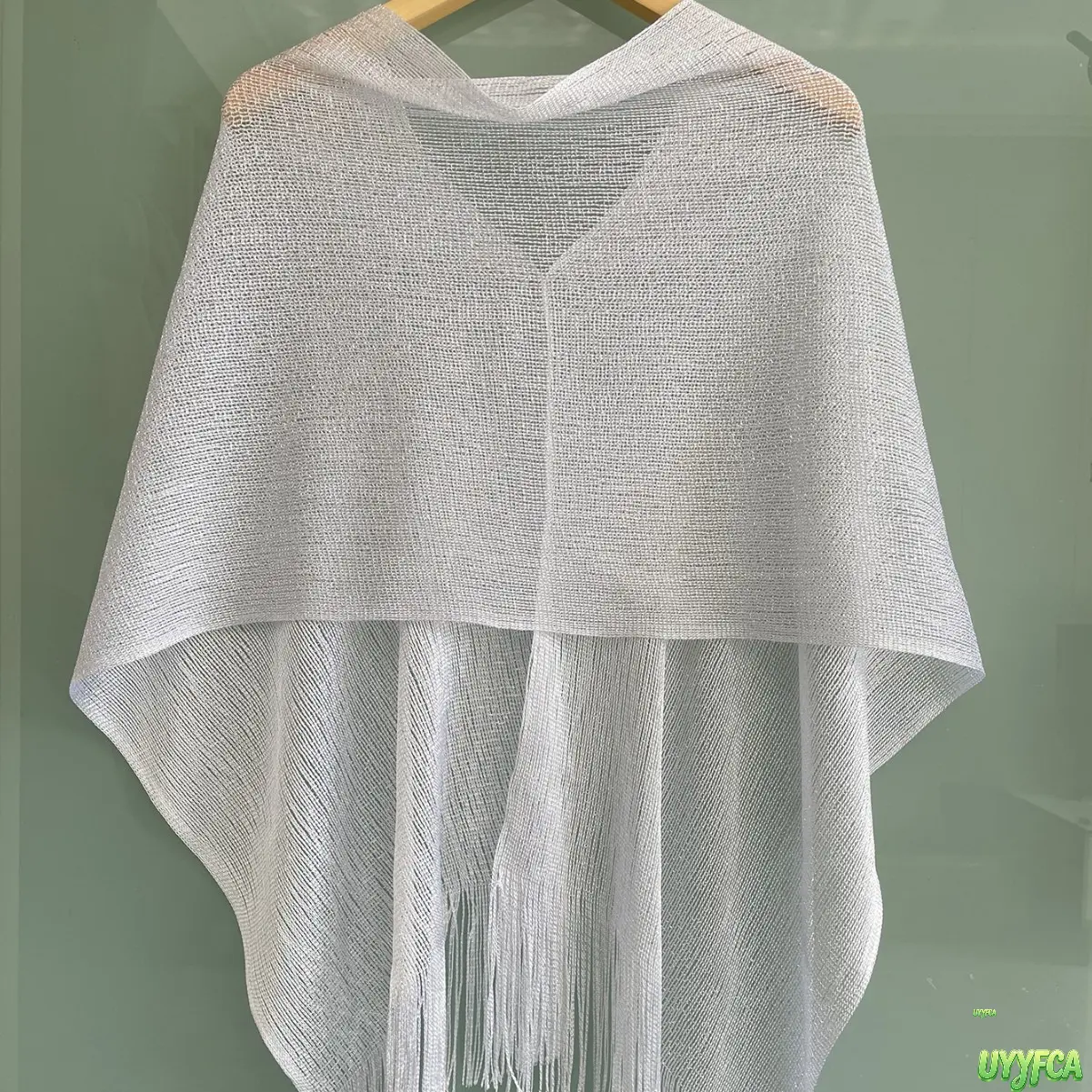 Sheer Mesh Tassel Poncho Shawl For Women, Lightweight Glitter Knit Sun Protection Cover Up, Breathable See Through Fringe Cape Multi Way Wear For Beach Wedding Evening Daily Outfit(Polyester fiber),Cover-up For beach vacation,Summervibes