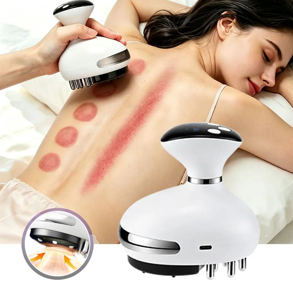 2-in-1 Electric Cupping Gua Sha Massager, 9 Adjustable Suction Levels Red Light Heating Massage Tool for Full Body Muscle Relaxation