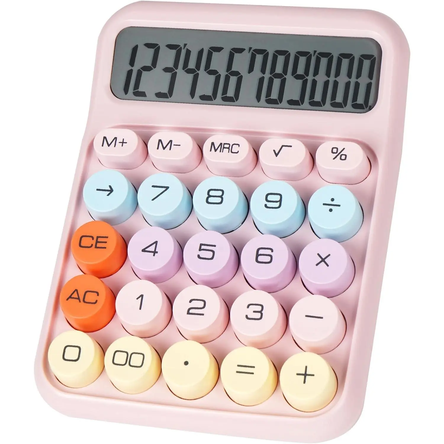 Mechanical  Calculator with Big Buttons, Calculators Desktop, 12 Digits, Large LCD Display, Desk Calculator, Cute  Calculators for Teachers Students  Office ()