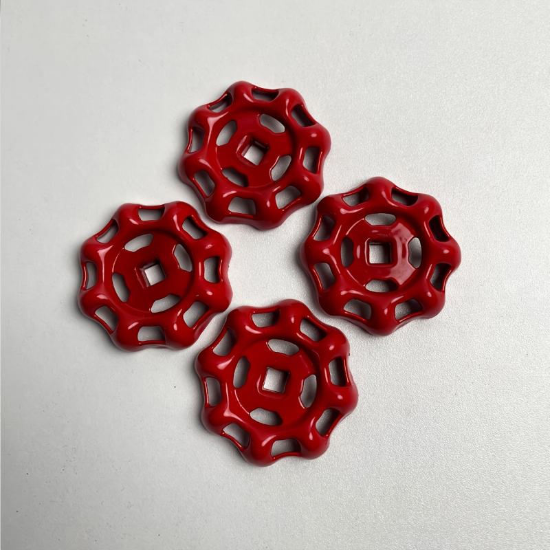 4pcs Red Iron Faucet Handles, Durable Metal Outdoor Valve Knobs, Handwheel for Globe & PPR PE Valves, No Assembly Required, Water Pipe Rod Handle Replacement