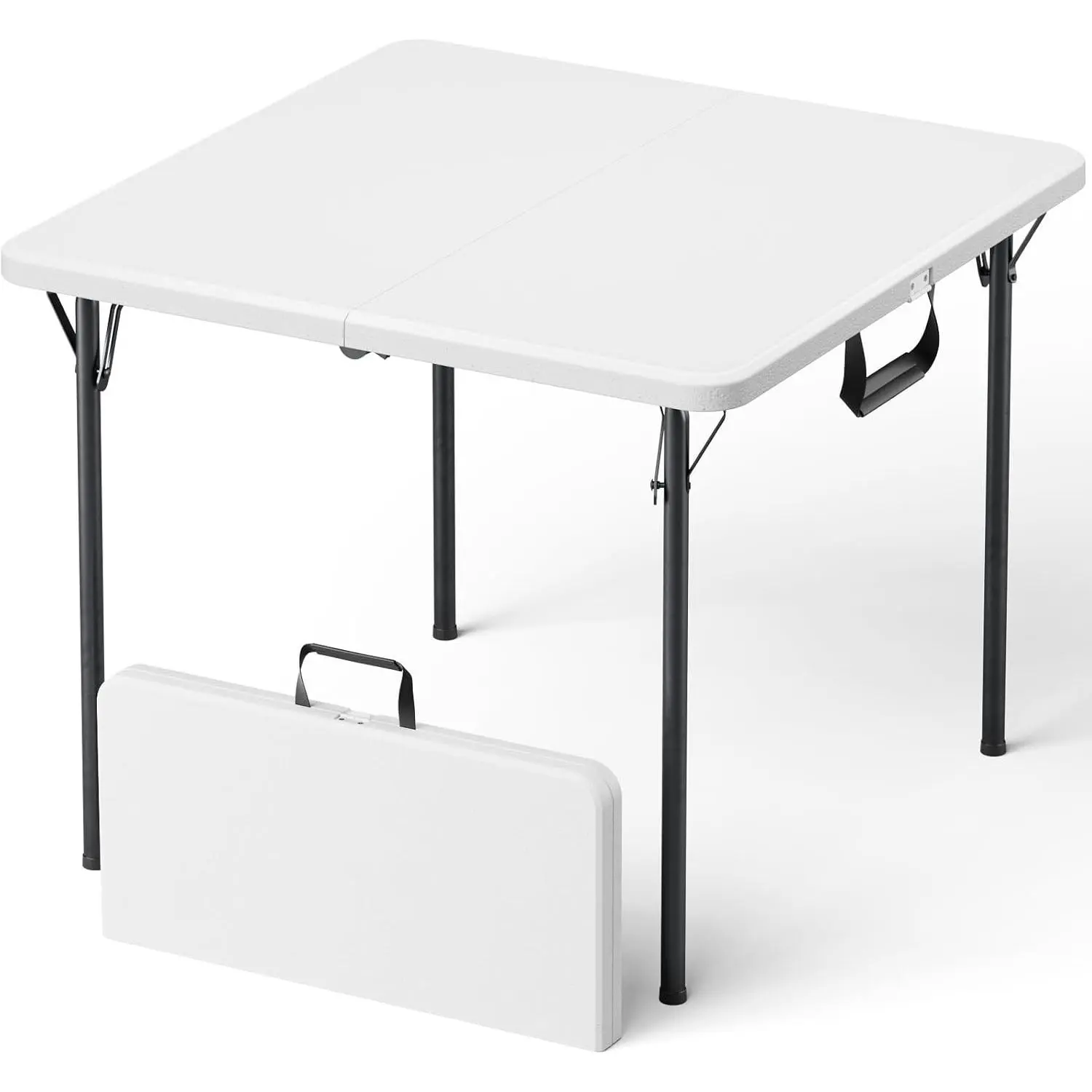 Folding Table, 36 Inch Square Foldable Card Table with Carrying Handle, Heavy Duty Fold-in-Half Portable Table No Assembly, Ideal for Picnic, Camping, RV Travel, Parties, BBQs, Crafting and Indoor Use