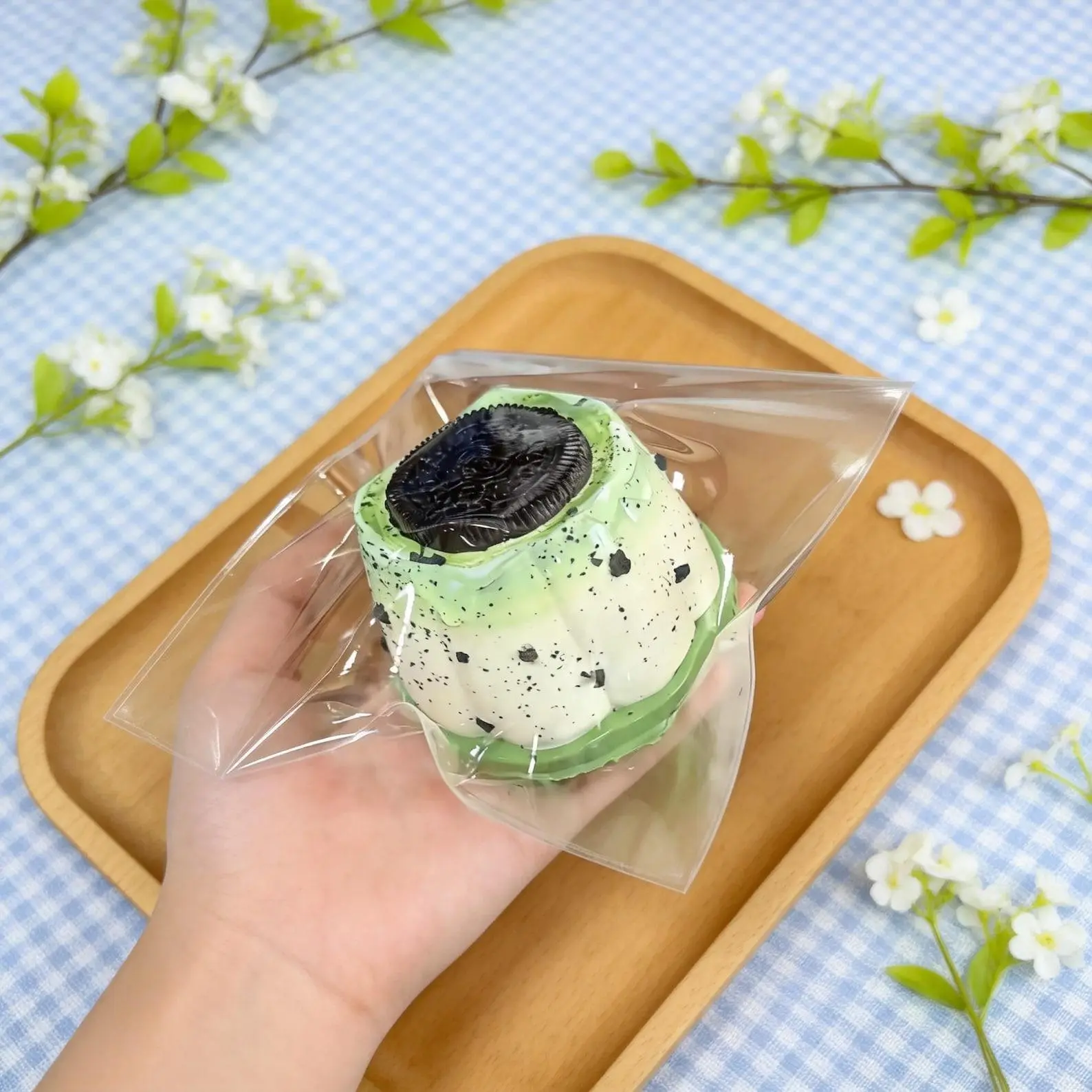 Matcha Pudding Squishy, Slow Rising Stress Ball, Kawaii Food Desk Toy, Cake Squishy