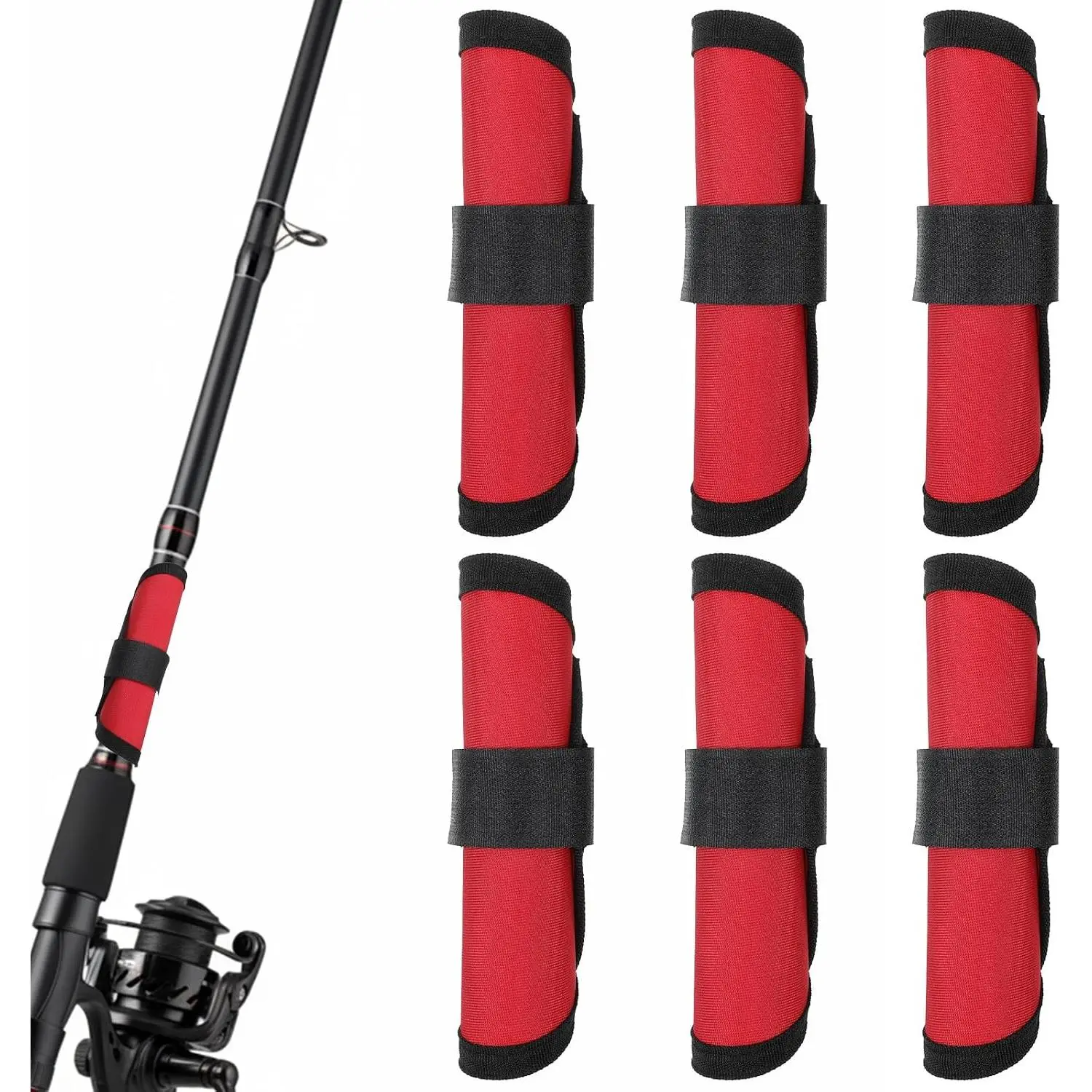 6 count Lure Wrap, Fishing Hook Covers  Storage Lure Protector Wrap Fishing Hook Cover Protector Guard to Keep Fishermen Safe for Rod (Red)