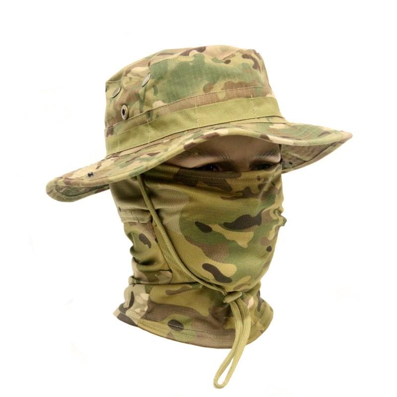 Men's Camouflage Hat and Wide Brim Cap Set, UV Protection Tactical Fisherman Hat, Outdoor Sports Hiking Camping, Casual Style