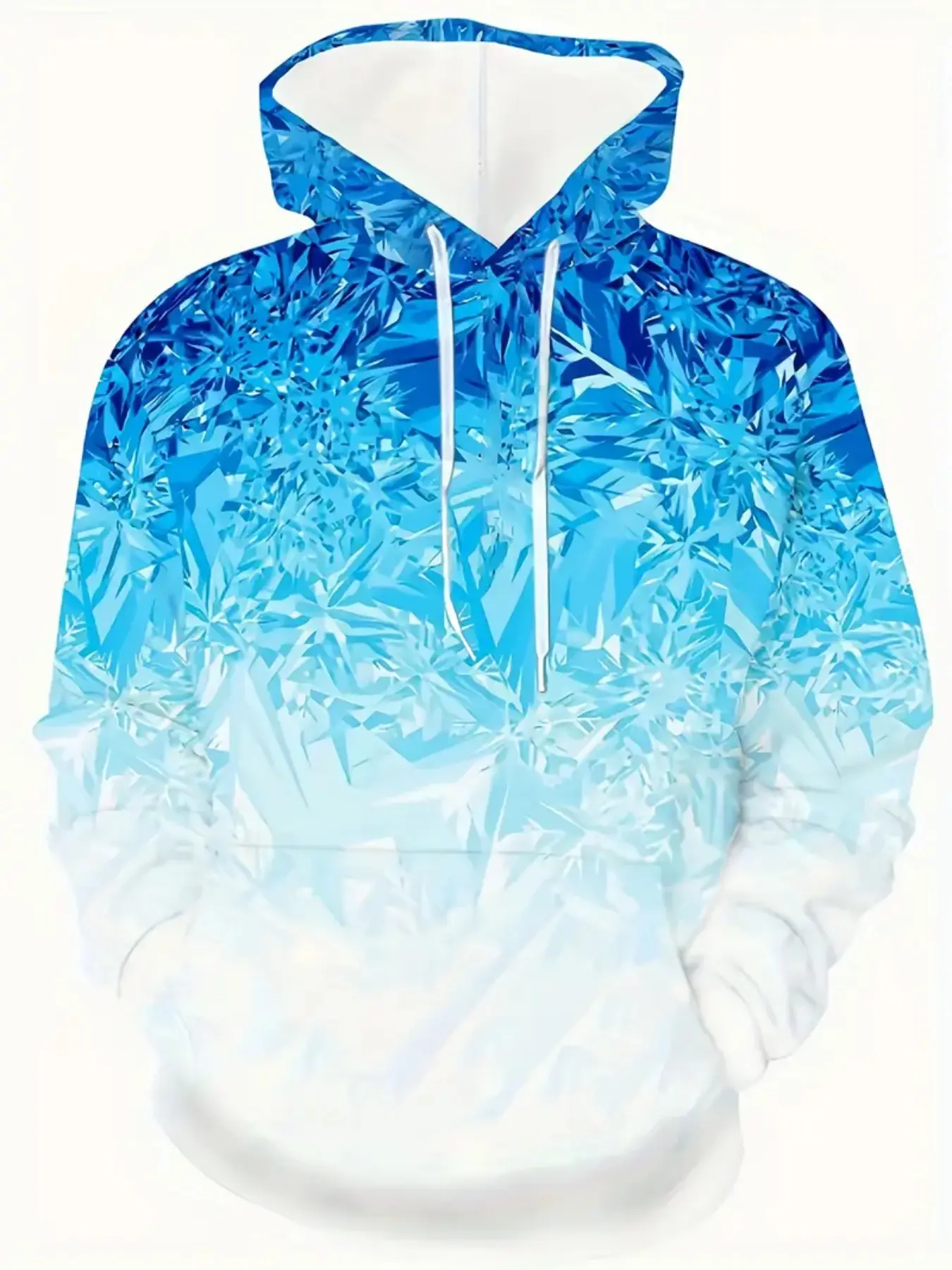 Digital Print Fashion Hoodie, Fall Sports Sweatshirt, 3D Digital Print, Frozen Gradient Pattern, Casual Slim-Fit, Spring & Fall Wear