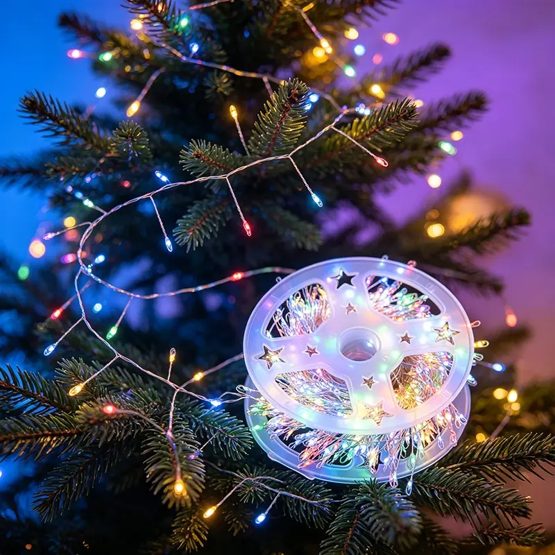Upgrade 6-Color LED Fairy Lights, 600 LED Colorful Firecracker Lamp, USB Powered, Remote Control, Holiday Decor, Christmas, Wedding, Party, Birthday, Valentine's Day