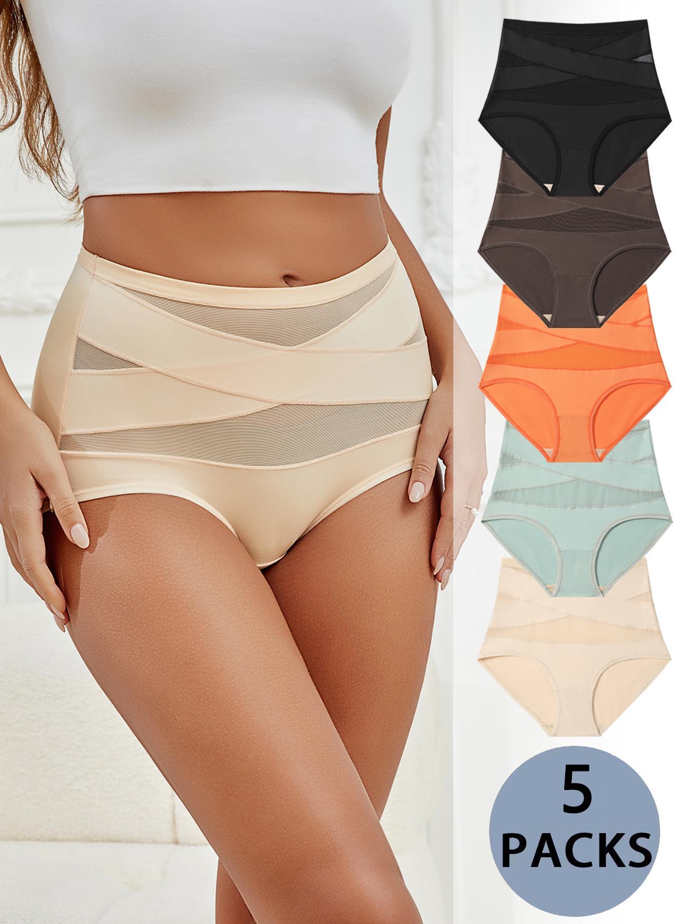 Women's Solid Color High Waist Briefs, Soft Comfy Breathable Panty for Daily Wear, Ladies Underwear for All Seasons