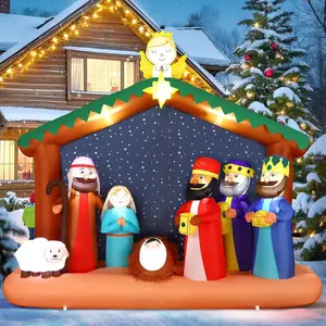 8FT Christimas Inflatable Nativity Scene Decorations Outdoor with Built-in LEDs Lights, Large Blow Up with Baby Jesus, Perfect for Outside/Indoor Xmas Yard, Garden, Lawn, Party, Holiday DecorDD22HomeCookJoy