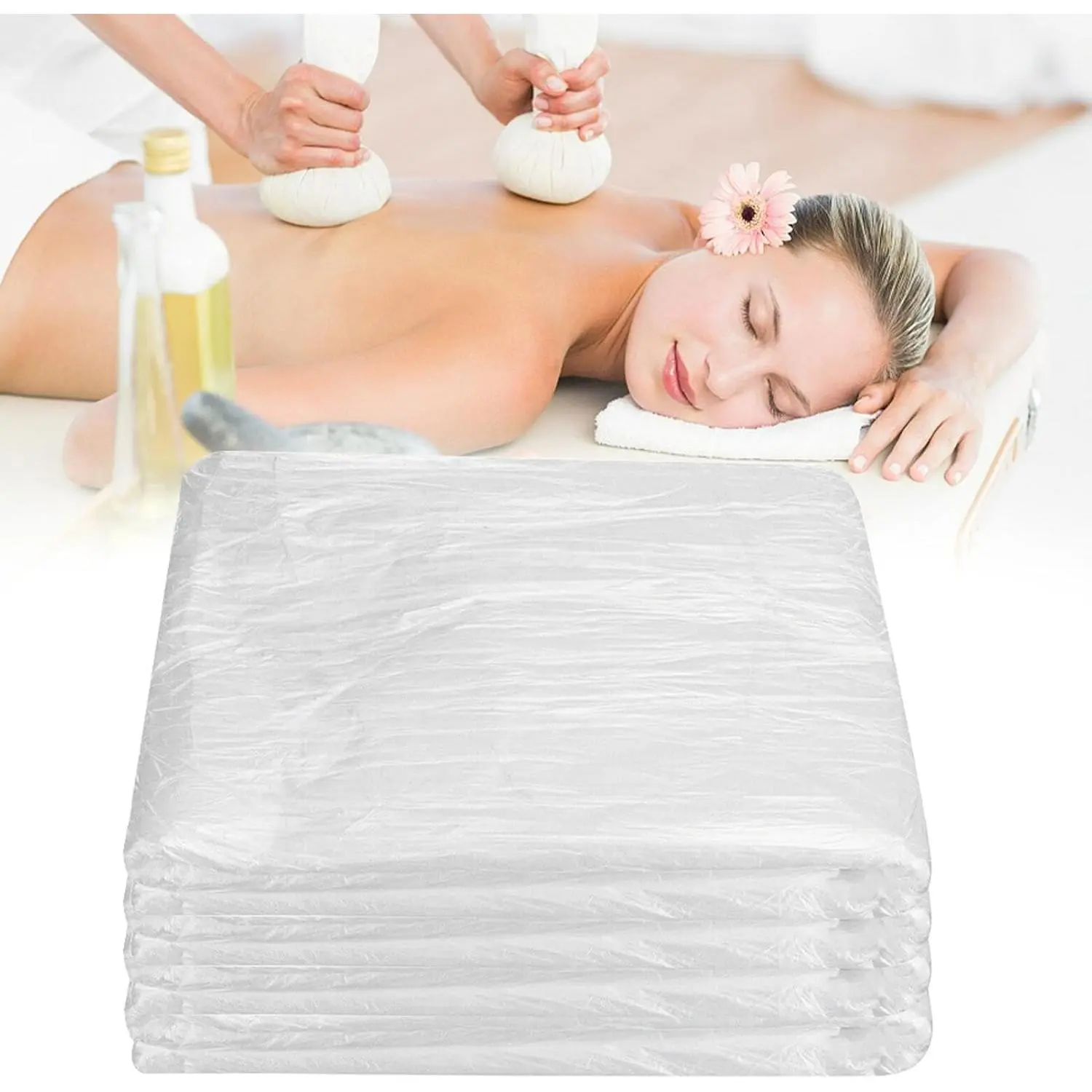 100pcs Disposable Massage Bed Cover,Massage Table Sheet,Spa Bed Sheet for Body Care,Tattoo,Salon Waxing Beds Film,Sofa Furniture Cover Drop Cloth Plastic Sheeting for Painting Renovation(90x180cm)
