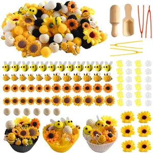 196Pcs Sensory Bin Filler, Fine Motor Toys Bee Themed Sensory Bin Items Counting Sorting Toy Colorful Pom Poms Cup Bee Honeycomb Wooden Scoop for Preschool Education Activitiesfidget toys