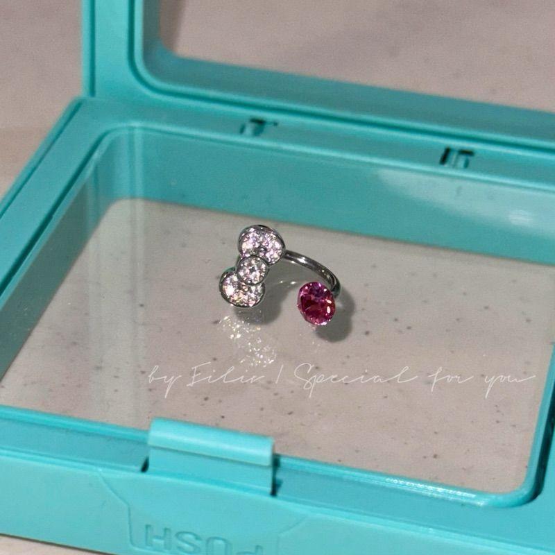 Cute Bowknot Rhinestone 316L Stainless Steel Annular Ear Bone Nail Fashion Delicate Zircon Earring for Women Y2K Punk Jewelry