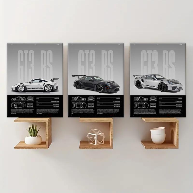 3 Counts Wooden Framed Canvas, Cool Supercar Poster, Exquisite Sports Car Patterns, Exquisite Fashion Poster, Perfect Living Room Decoration, Modern Art, Family Poster, Wall Art Decoration, Ideal Gift, Waterproof, Artwork, Modern Home Decor